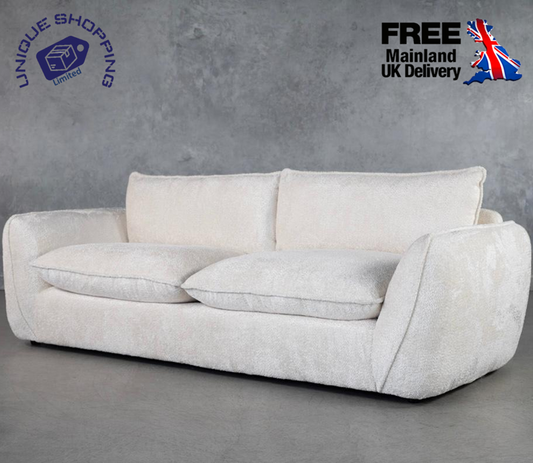 Modern Ivory Teddy Boucle Sofa Stylish Living Room Furniture Lounge Suite Soft