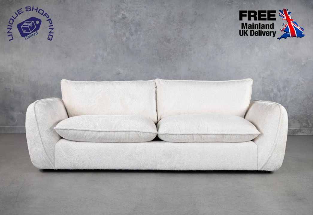 Modern Ivory Teddy Boucle Sofa Stylish Living Room Furniture Lounge Suite Soft